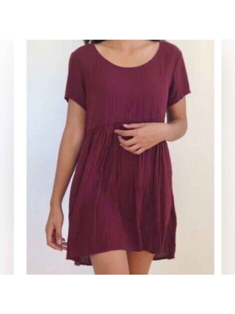 BRANDY Melville Nicolette burgundy babydoll dress one size medium